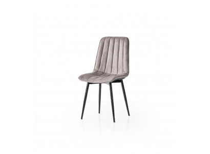 Stuhl Grau Bequem Weich Stoff Metall Schwarze Elemente Modern