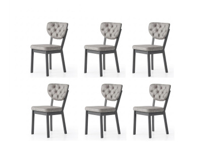 Esszimmer-Set 6x Stuhl Weich Bequem Moderner  Komfortabel Grau
