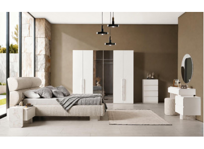 Doppelbett Nachttisch Schrank Schminktisch Kommode weiß neu