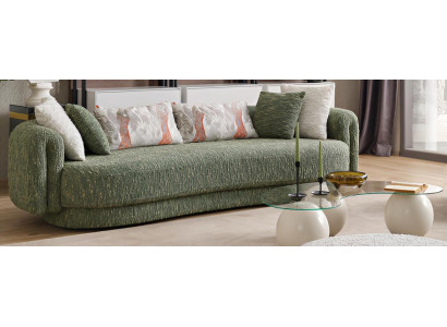Elegantes 3-Sitzer Sofa in Grün & Moderner Couchtisch-Set