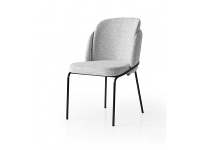 Stuhl Grau Bequem Weich Stoff Metall Schwarze Elemente Modern