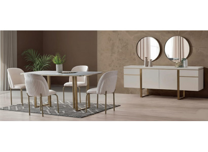 Esszimmer-Set – Esstisch, 4 Stühle, Sideboard & TV-Lowboard