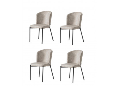 Stühle-Set 4x Stuhl Modern Stoff Komfortabel Beige Weich Bequem