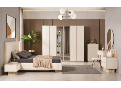 Doppelbett Nachttisch Schrank Schminktisch weiß modern neu