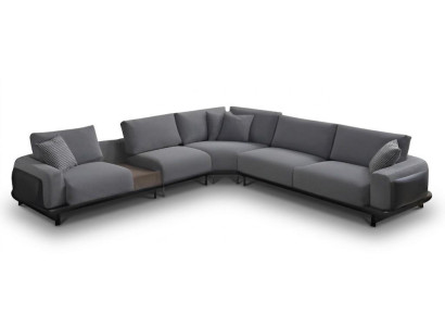 Modernes Ecksofa L-Form Grau XXL Design Couch mit Kissen