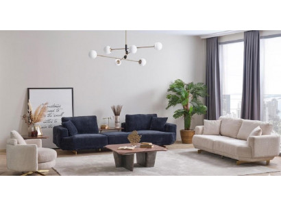 Design-Wohnzimmer-Set: Sofas, Sessel & Tische in Bouclé