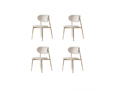 Stuhl-Set 4x Stuhl Beige Bequem Weich Stoff Modern Golden Elements