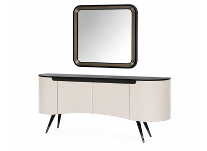 Sideboard mi Spiegel Buffet Schrank Anrichte Stauraummöbel Kommodenschrank