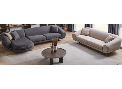 Design-Wohnzimmer-Set: Ecksofa, 3-Sitzer Sofa