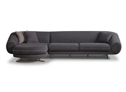 Modernes Ecksofa Dunkelgrau Luxus L-Form Couch mit Design