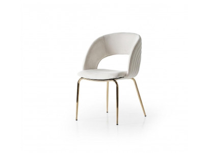 Stuhl Bequem Weich Stoff Metall Gold Beige Modern Komfortabel