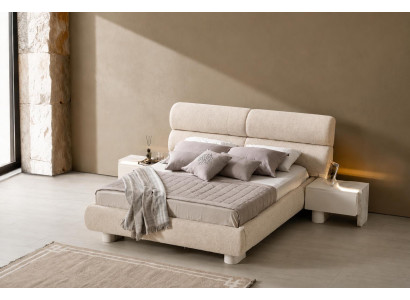 Doppelbett bequem, groß, komfortabel, beige, moderner Stil, neu
