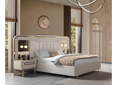 Bett 2x Nachttisch Schlafzimmer Stil modern Farbe weiß neu praktisch