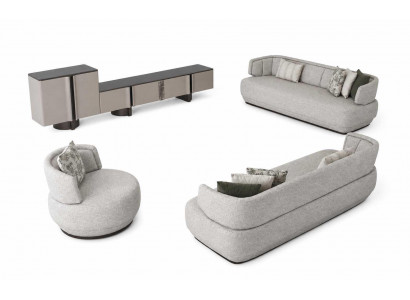 Wohnzimmer Set Modern TV-Lowboard Komplettes Sofa Set 3+3+1 Sitzer