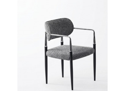 Stuhl Grau Bequem Weich Stoff Metall Schwarze Elemente Modern