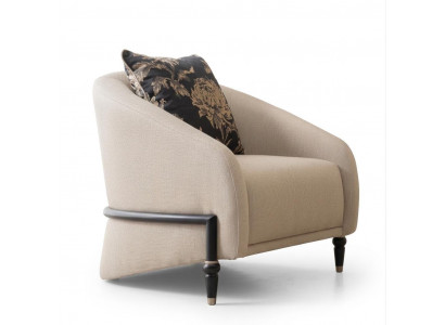 Beiger Stoffsessel Metallgestell-Sessel Designersessel Wohnzimmermöbel