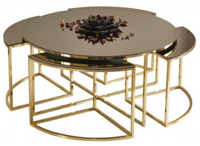 Luxus Modern Couchtisch Wohnzimmer Gold Rund Stilvoll Komfort Metall