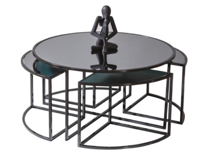 Elegant  Couchtische Wohnzimmer Modern Schwarz Rund Komfort Luxus Neu