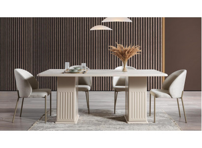 Esstisch 4x Stühle Esszimmer Stil modern Farbe weiß neu praktisch
