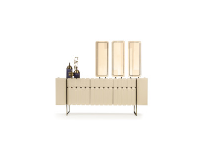 Sideboard Beige Modern Luxus Kommode Spiegel Anrichte Esszimmer Edel