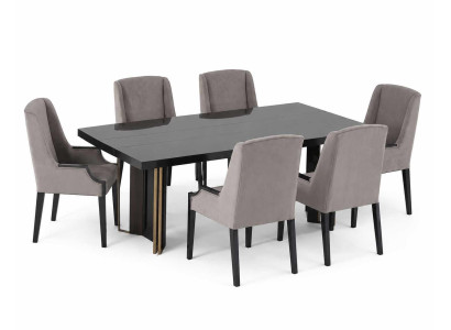 Esszimmer Set Esstisch Komplett 6x Stühle Holzmöbel Designer Luxuriöses