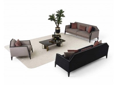 Wohnzimmer Set 3+3+1 Sitzer Luxusmöbel Couchtisch Komfortabel Sofagarnitur
