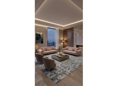 Sofa Set 2x 3 Sitzer 2x Sessel Modern Rosa Elegant Polster Garnitur