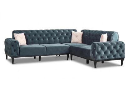 Ecksofa Chesterfield Blau Elegant L Form Couch Wohnlandschaft Design