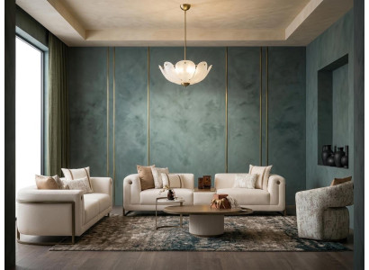 Modernes Wohnzimmer-Set 4+3+1-Sitzer Couchtisch Beistelltisch Polstersofas