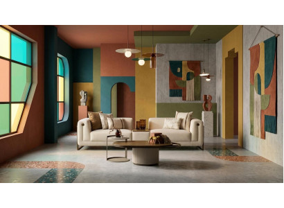 Luxuriöses beiges Wohnzimmer-Set 4-Sitzer-Sofa Couchtisch Beistelltisch 3-tlg