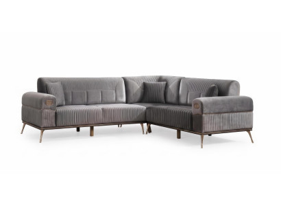 Ecksofa Modern Grau Samt Design Luxus L Form Couch Wohnzimmer Eckcouch