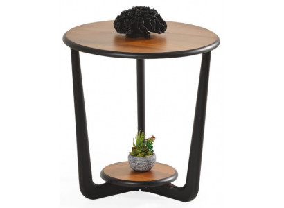 Couchtisch Rund Schwarz Braun Holz Modern Beistelltisch Luxus Neu