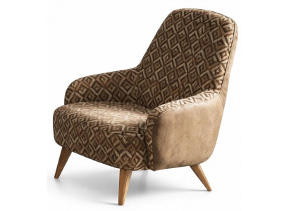 Brauner Sessel mit Muster Weicher bequemer Sessel Wohnzimmersessel