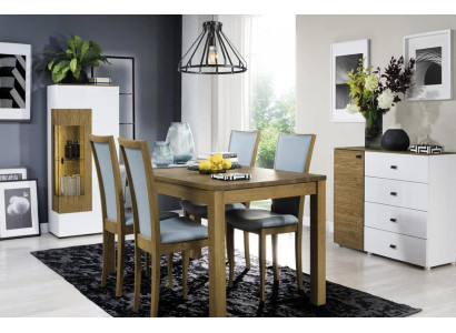 Luxuriöses Esszimmer Esstisch + 4x Stühle Komplett Vitrine Set 7tlg
