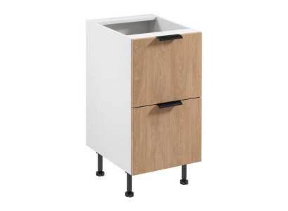 Küchenschrank Schubladenschrank Küchenmodul mit 2 Schubladen Weiß-Beige