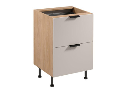 Küchenschrank Stauraumschrank Schrank Schubladen Besteckkasten Beige-Weiß