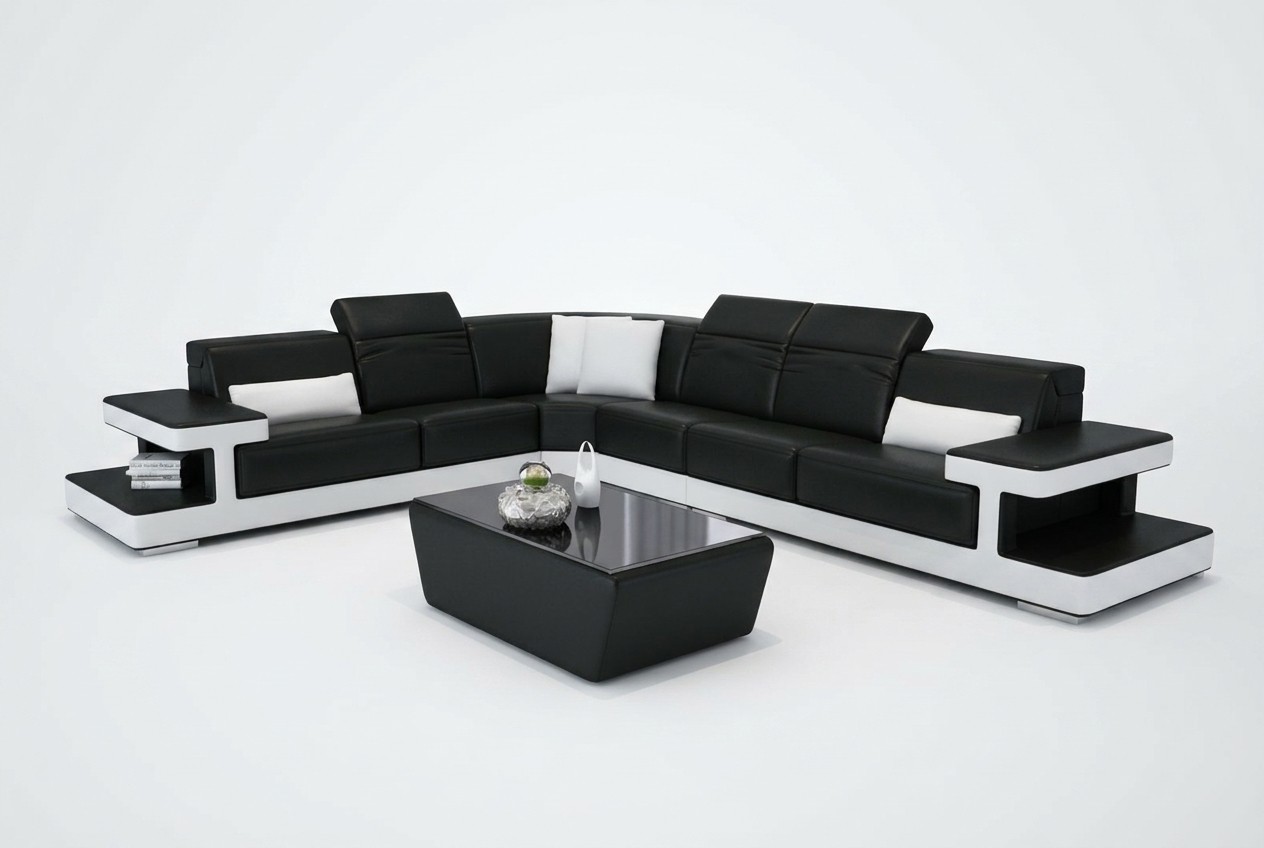 Ledersofa L-Form Couch Wohnlandschaft Dekor Ecksofa Garnitur Design Modern