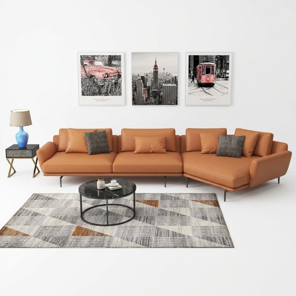 Ecksofa L-Form Stoff Couch Wohnlandschaft Garnitur Design Modern Sofa Trapez Neu