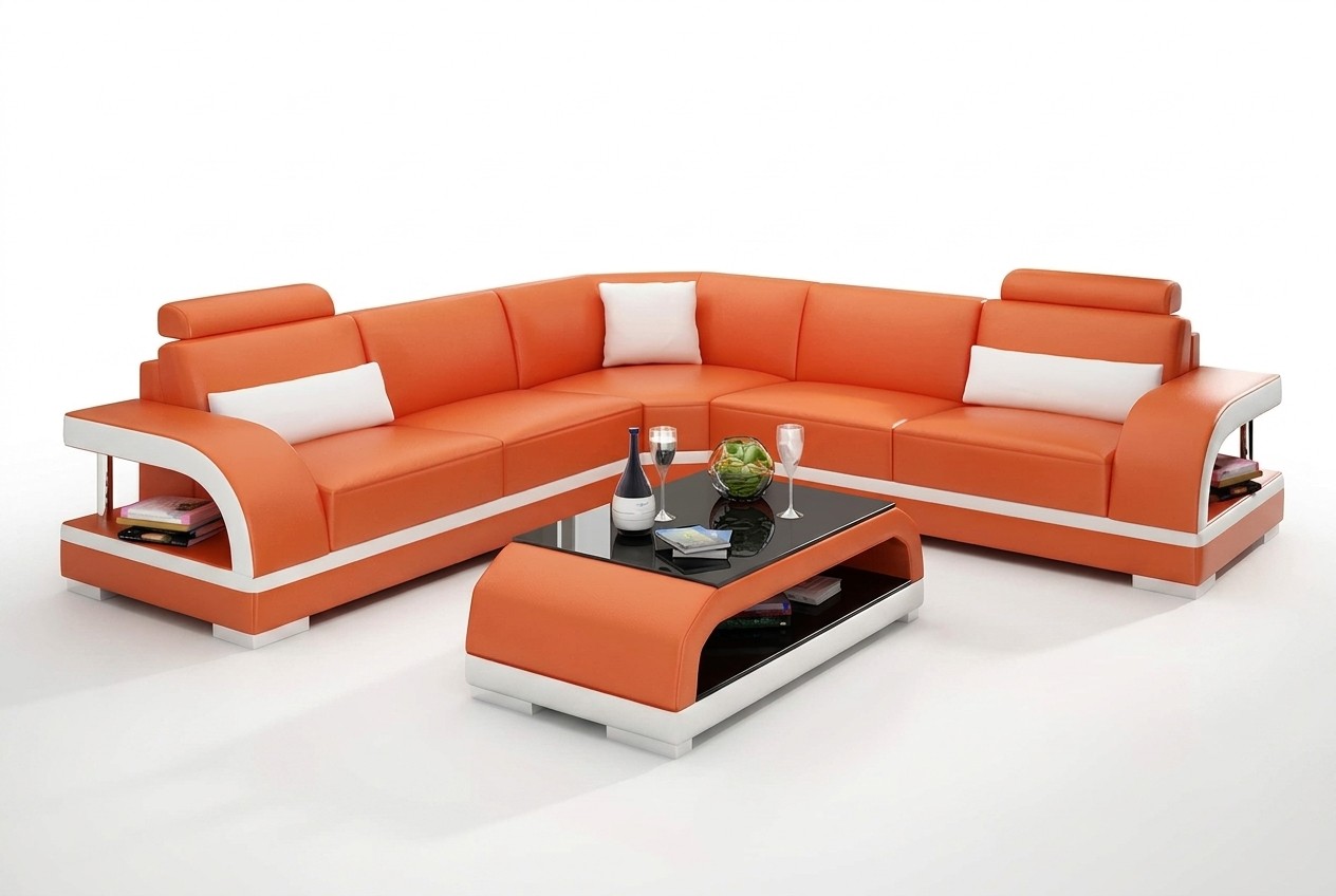 Ledersofa Ecksofa Polster Eckgarnitur Sofa Polster Couch Garnitur Wohnlandschaft