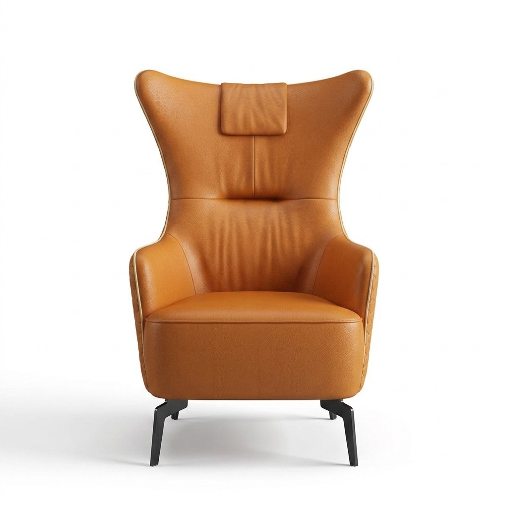 Orange Sessel Leder Sessel 76 x 80 cm Einsitzer Luxus Design Möbel