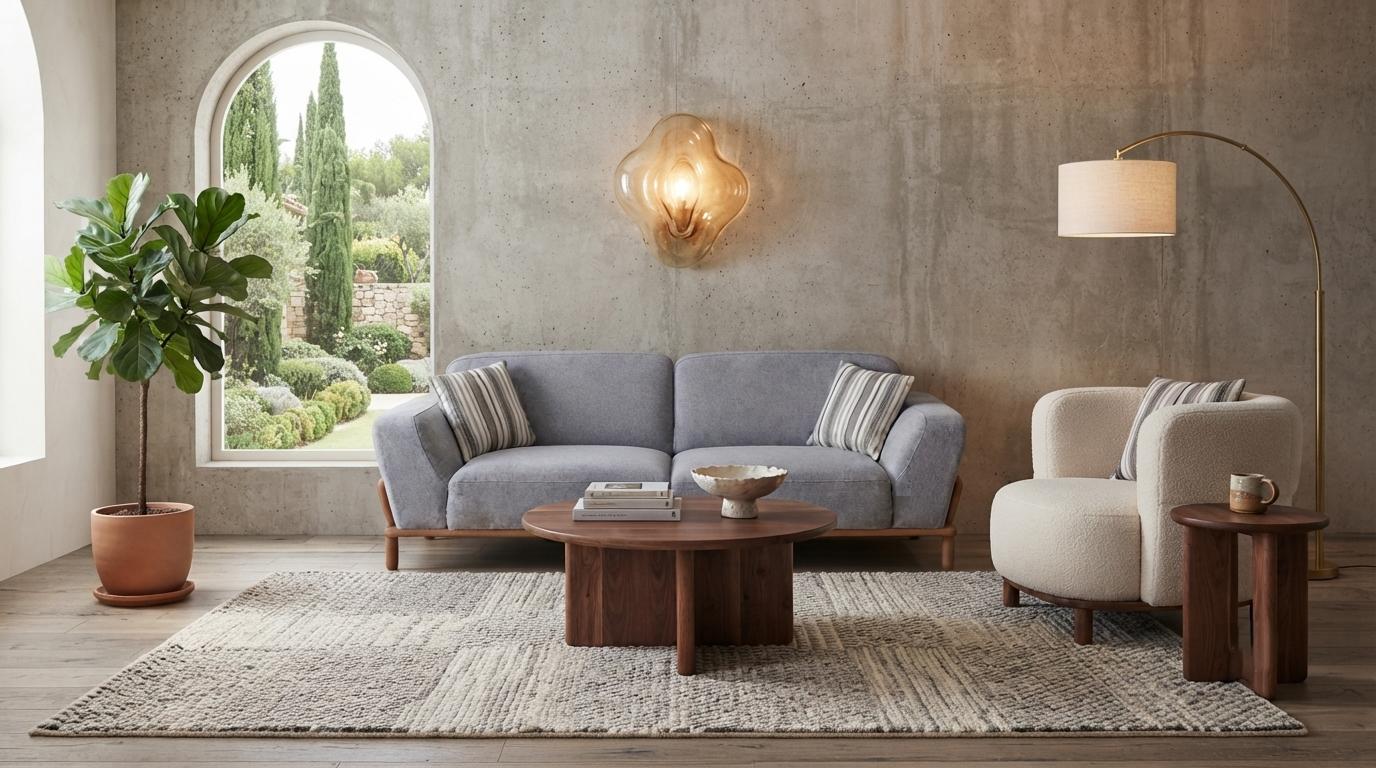 Modernes Graues Sofa Set mit 3-Sitzer und Sessel Wohnzimmer
